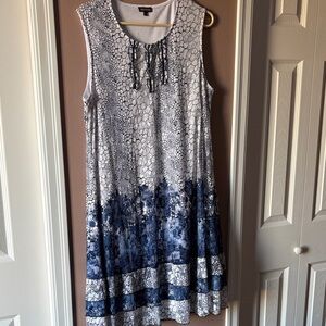 Blue and White Sleeveless Dress
